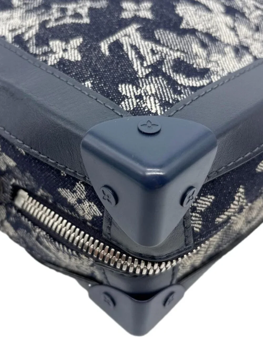 Louis Vuitton Soft Trunk Monogram Tapestry Canvas Crossbody Bag Navy Blue